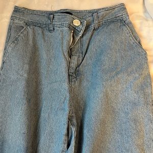 Blue and white stripe wide leg pants, size 4 , what not to wear